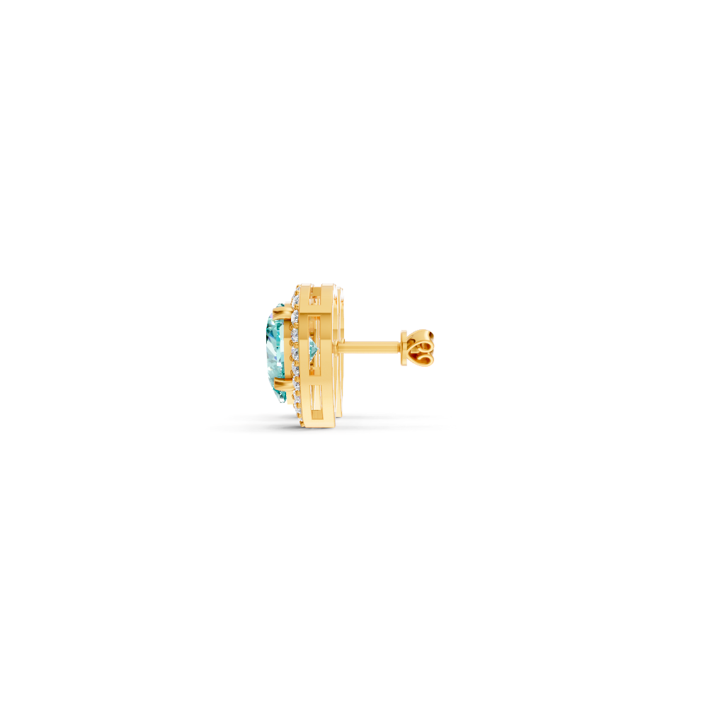 Paraiba Tourmaline Heart Halo Stud Earrings