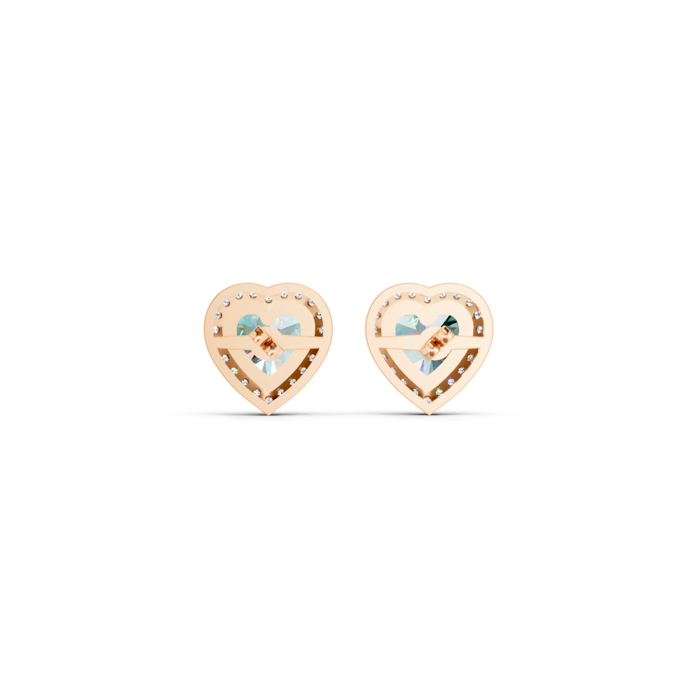 Paraiba Tourmaline Heart Halo Stud Earrings