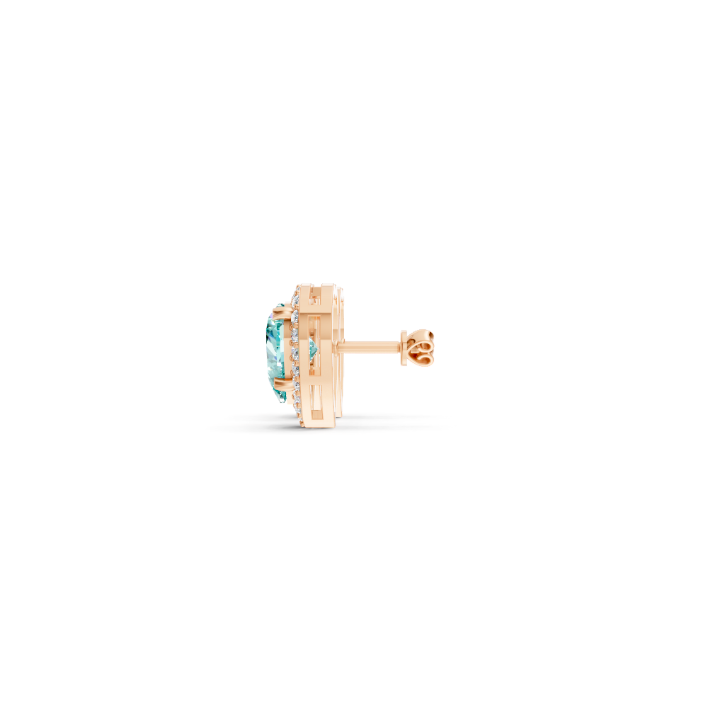 Paraiba Tourmaline Heart Halo Stud Earrings