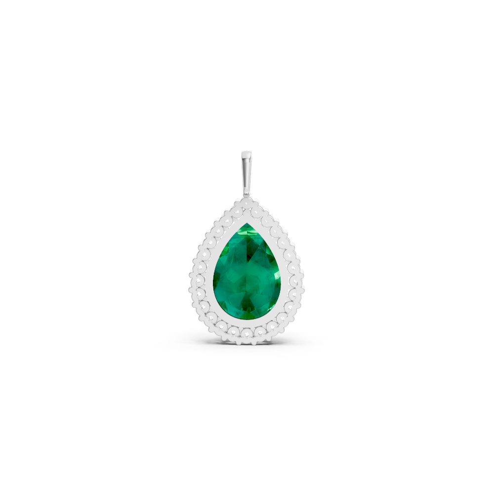 Colombian Emerald Pear Halo Pendant