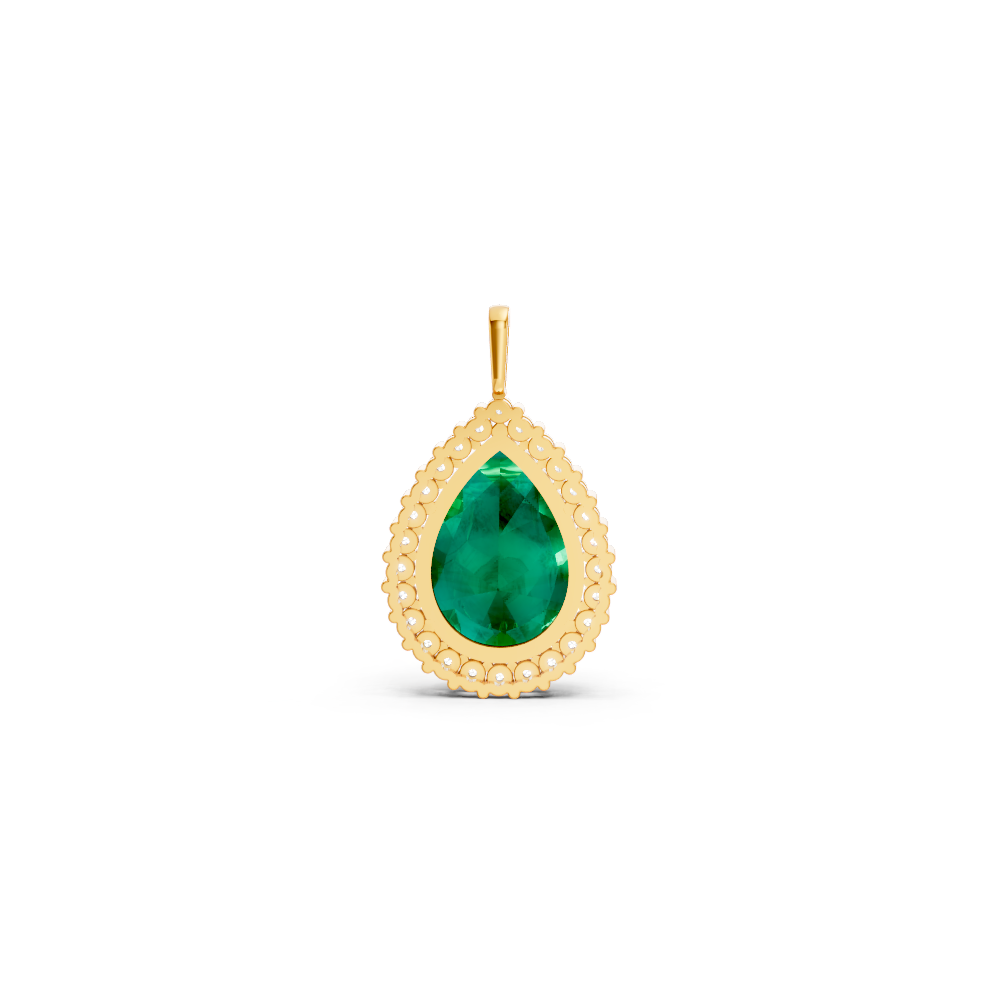 Colombian Emerald Pear Halo Pendant