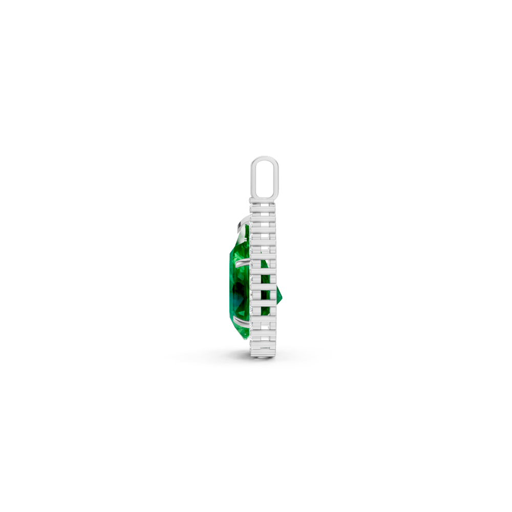 Colombian Emerald Pear Halo Pendant