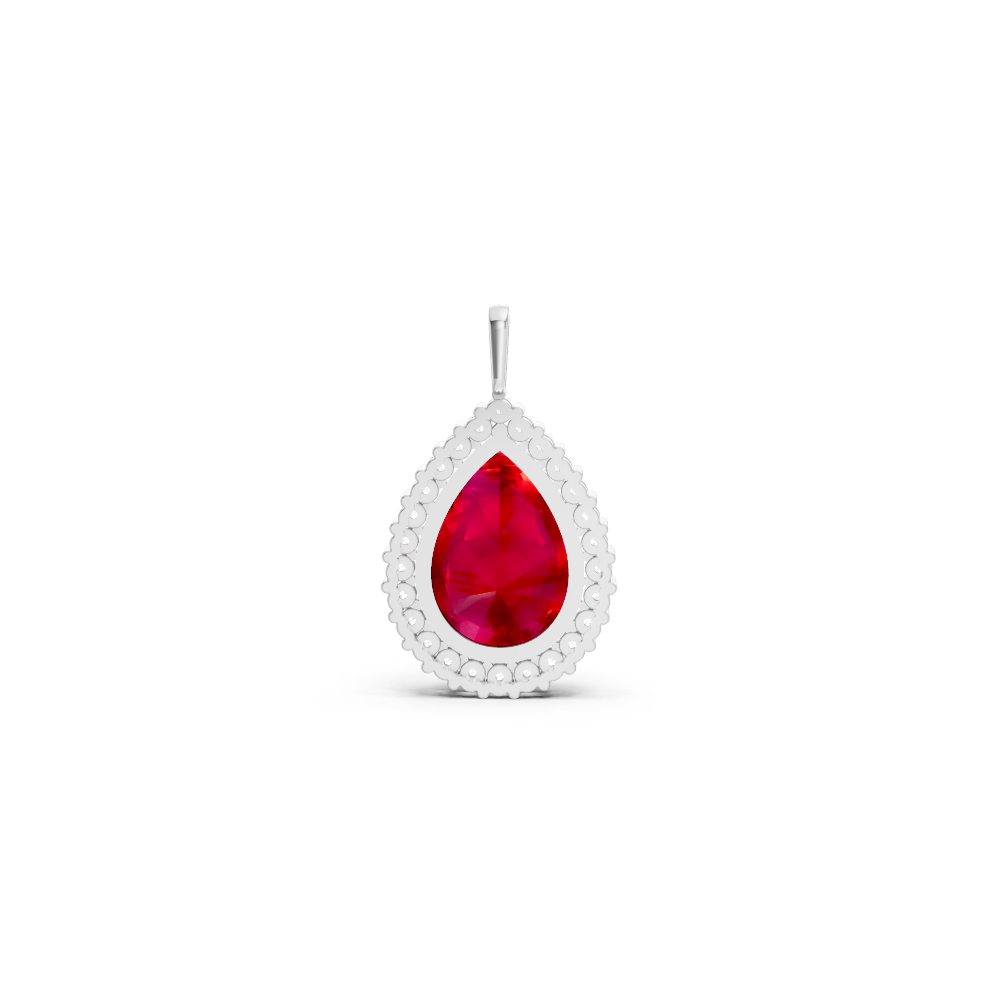 Ruby Pear Halo Pendant