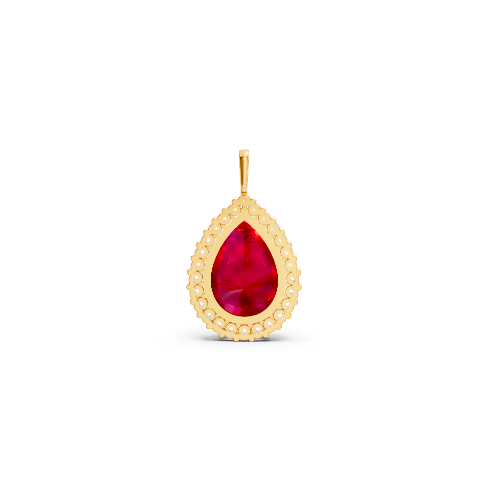 Ruby Pear Halo Pendant