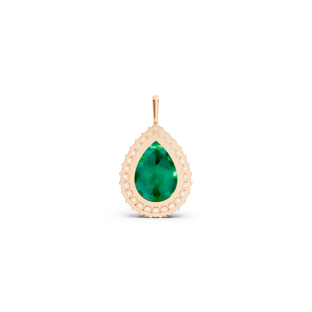 Colombian Emerald Pear Halo Pendant