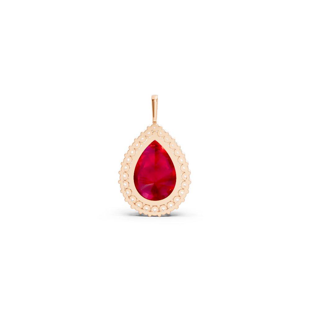 Ruby Pear Halo Pendant