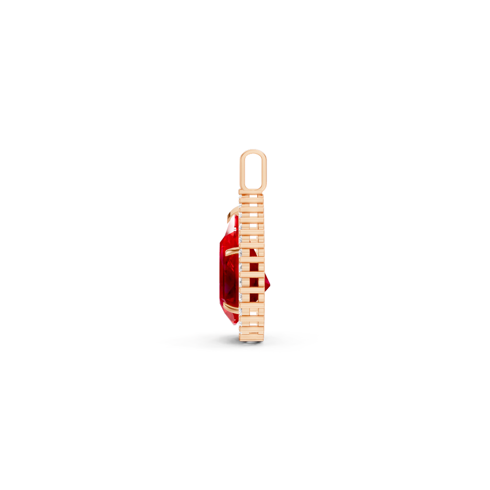 Ruby Pear Halo Pendant