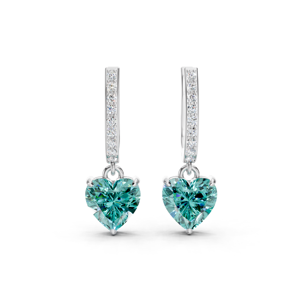 Paraiba Tourmaline Heart Drop Huggie Earrings