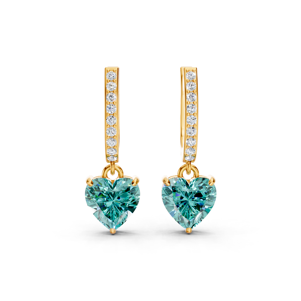 Paraiba Tourmaline Heart Drop Huggie Earrings