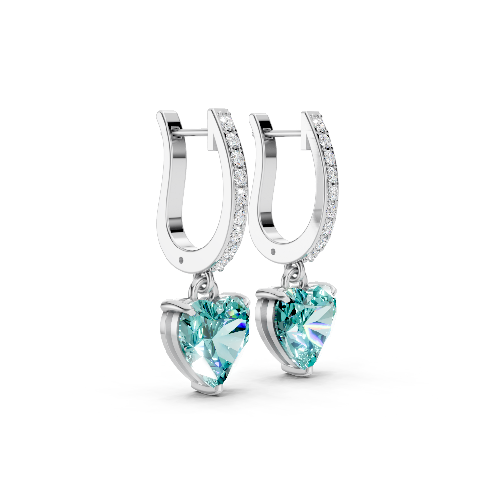 Paraiba Tourmaline Heart Drop Huggie Earrings