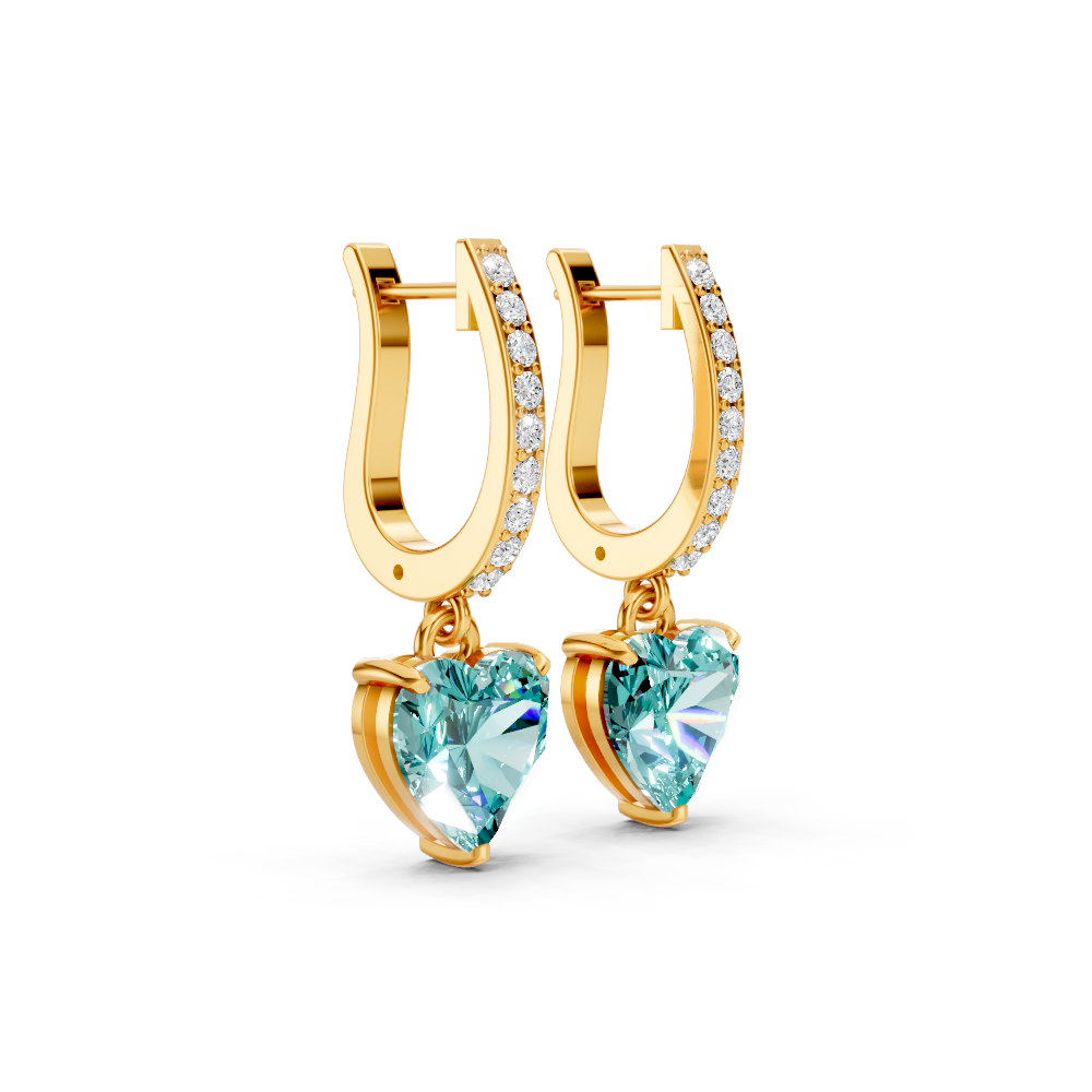 Paraiba Tourmaline Heart Drop Huggie Earrings