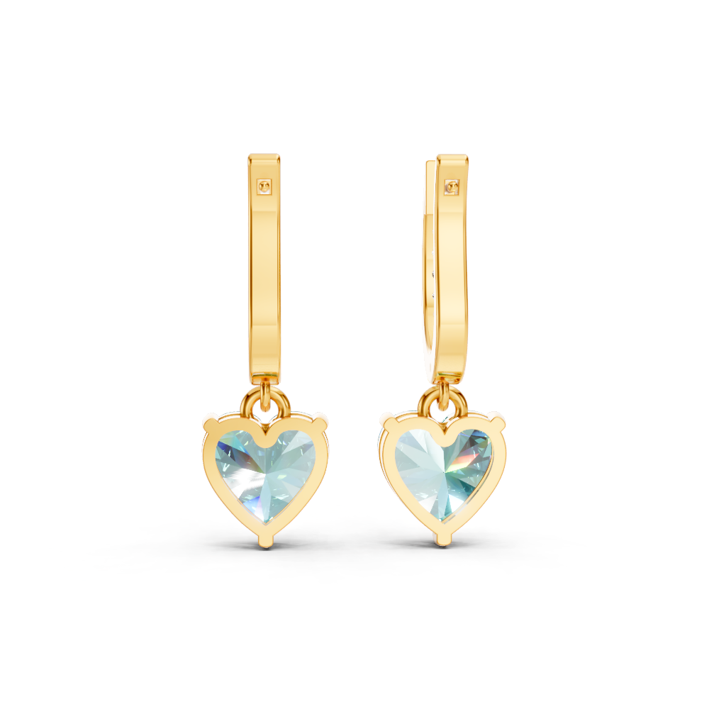 Paraiba Tourmaline Heart Drop Huggie Earrings