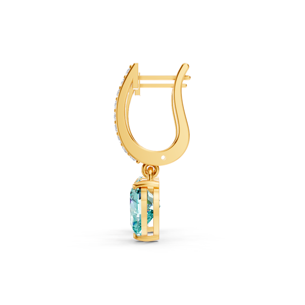 Paraiba Tourmaline Heart Drop Huggie Earrings