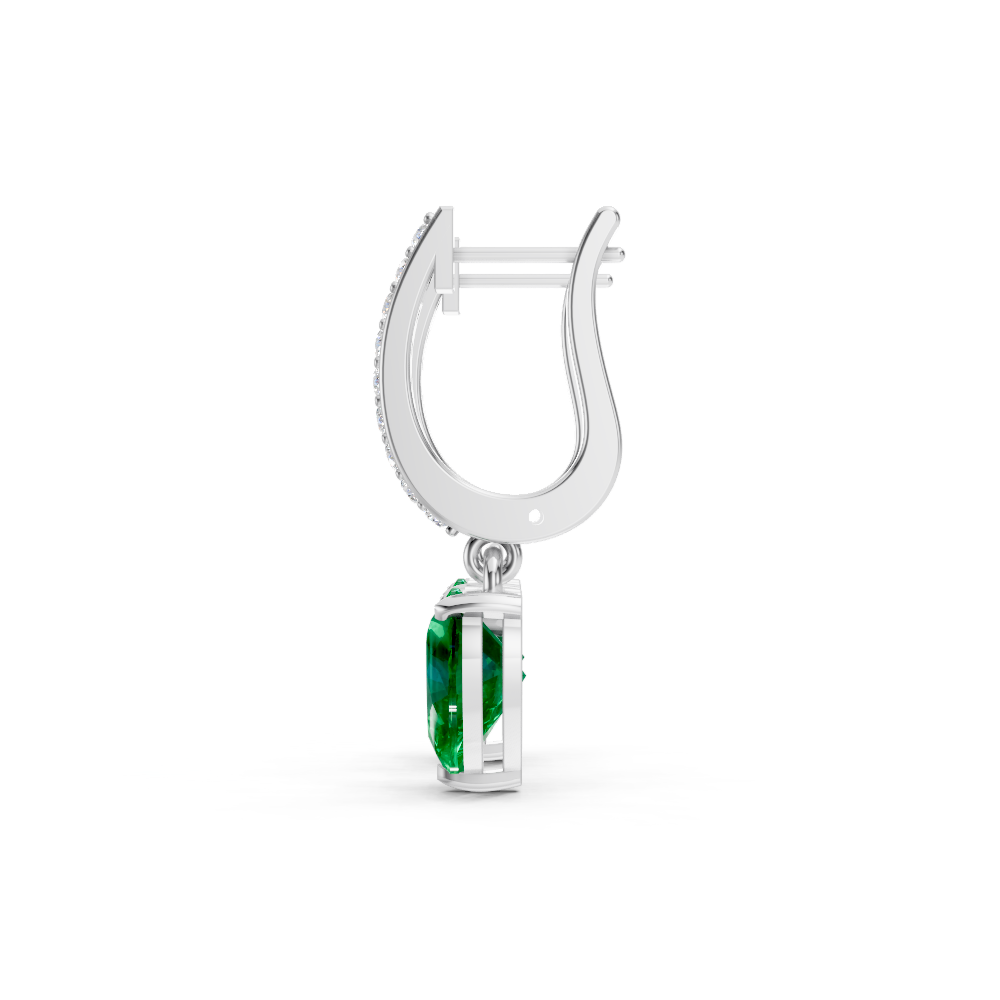 Colombian Emerald Ruby Heart Drop Huggie Earrings