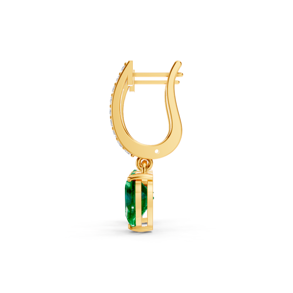 Colombian Emerald Ruby Heart Drop Huggie Earrings