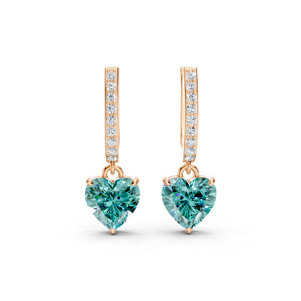 Paraiba Tourmaline Heart Drop Huggie Earrings