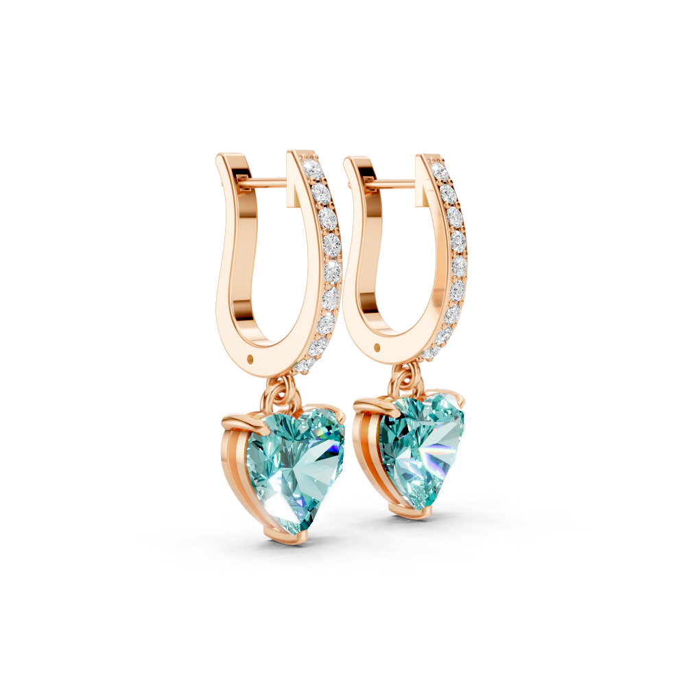 Paraiba Tourmaline Heart Drop Huggie Earrings