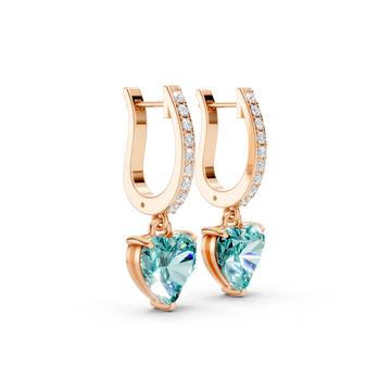 Paraiba Tourmaline Heart Drop Huggie Earrings
