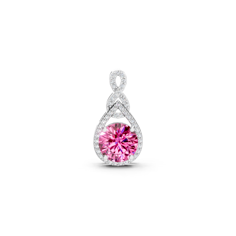 Pink Sapphire Round Pendant with Diamond Infinity Bail
