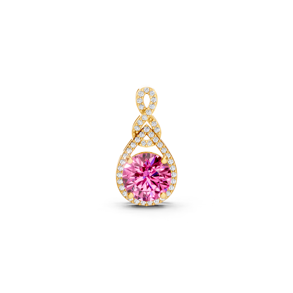 Pink Sapphire Round Pendant with Diamond Infinity Bail
