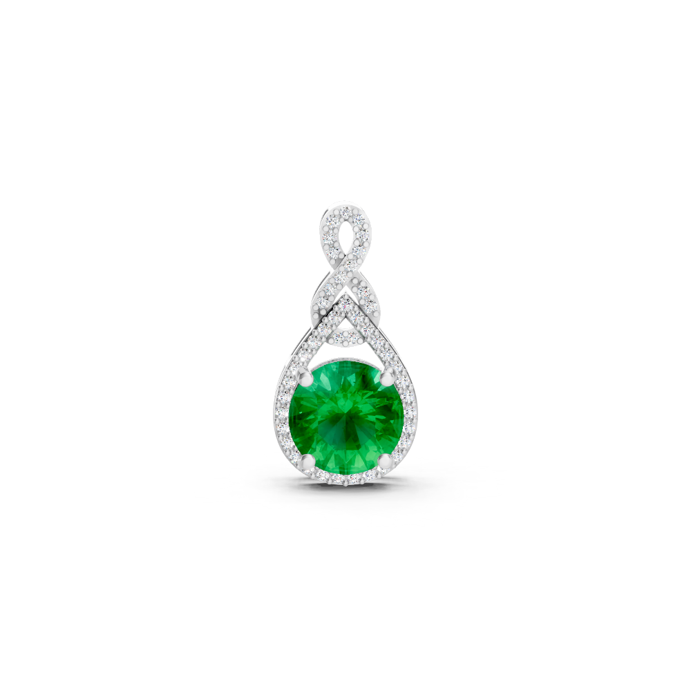 Colombian Emerald Round Pendant with Diamond Infinity Bail