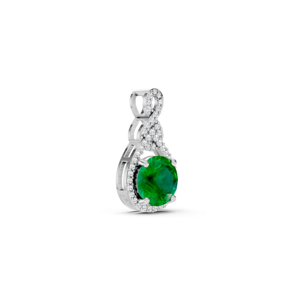 Colombian Emerald Round Pendant with Diamond Infinity Bail