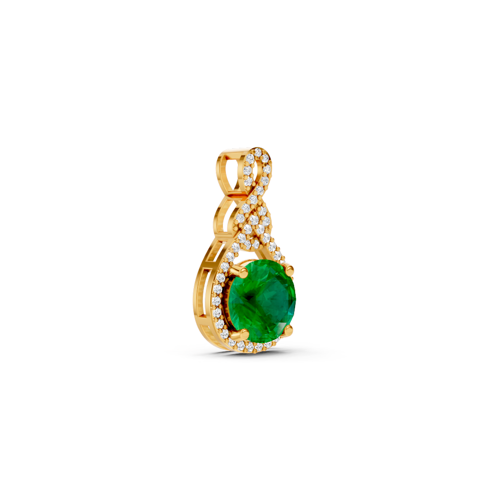 Colombian Emerald Round Pendant with Diamond Infinity Bail