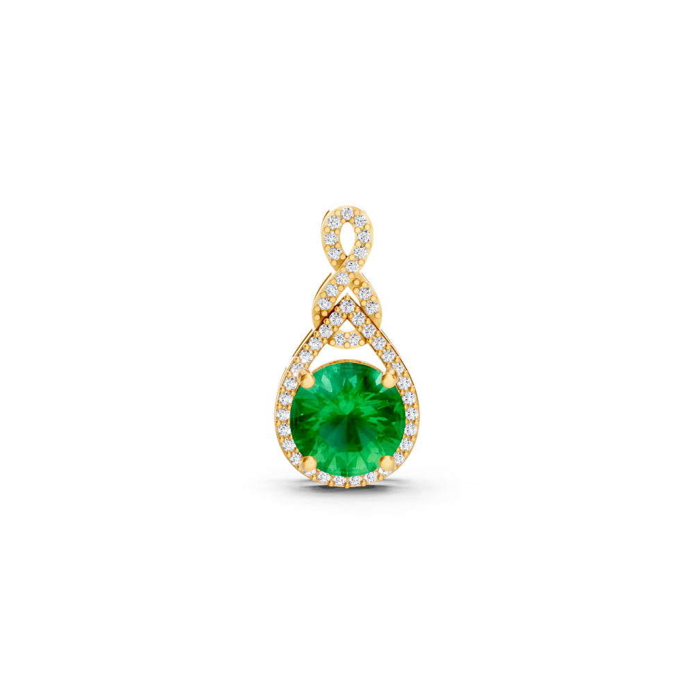 Colombian Emerald Round Pendant with Diamond Infinity Bail