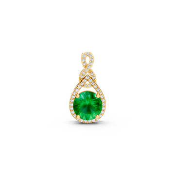 Colombian Emerald Round Pendant with Diamond Infinity Bail
