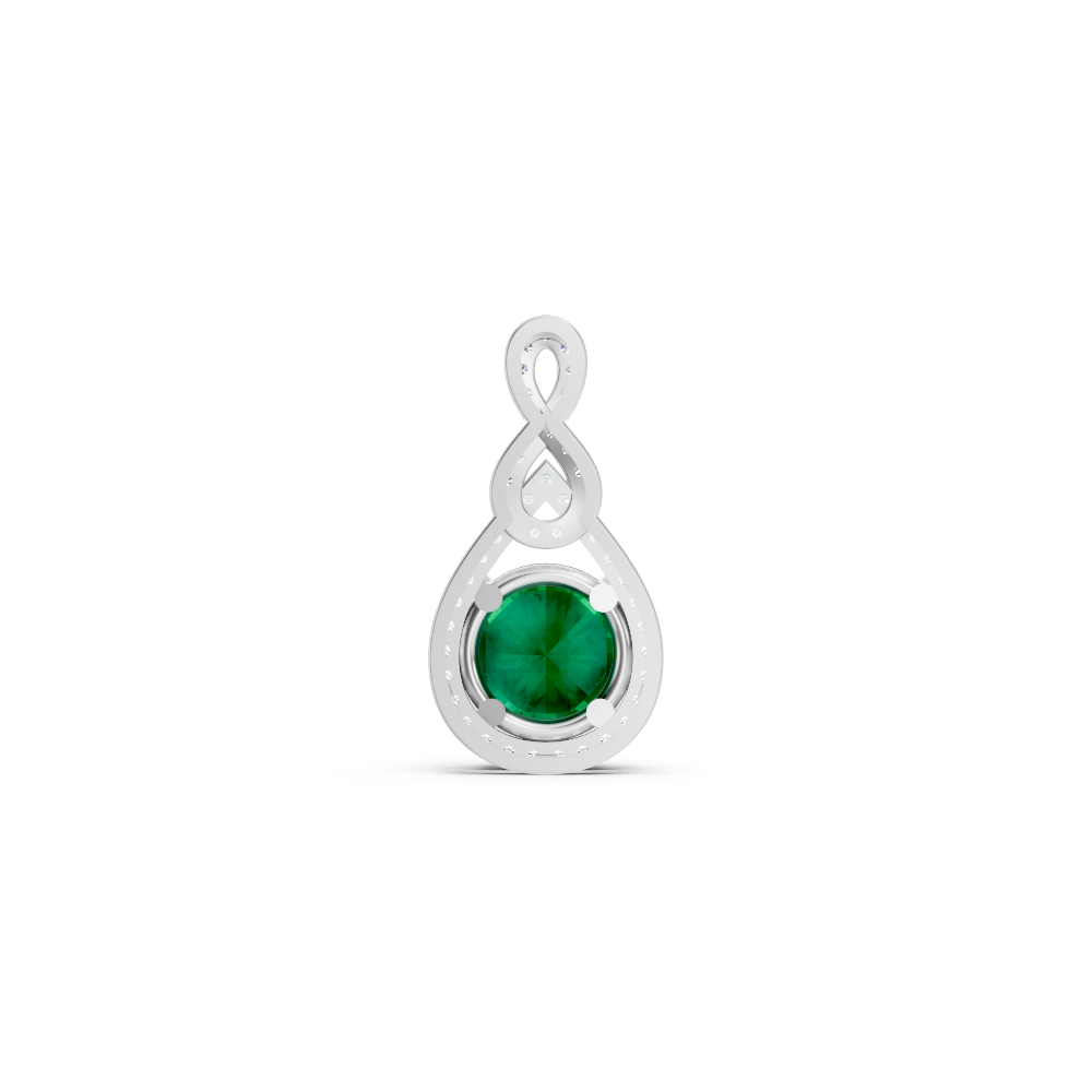 Colombian Emerald Round Pendant with Diamond Infinity Bail