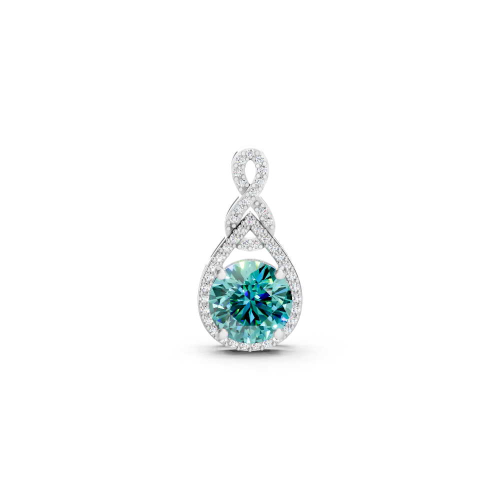 Paraiba Tourmaline Round Pendant with Diamond Infinity Bail