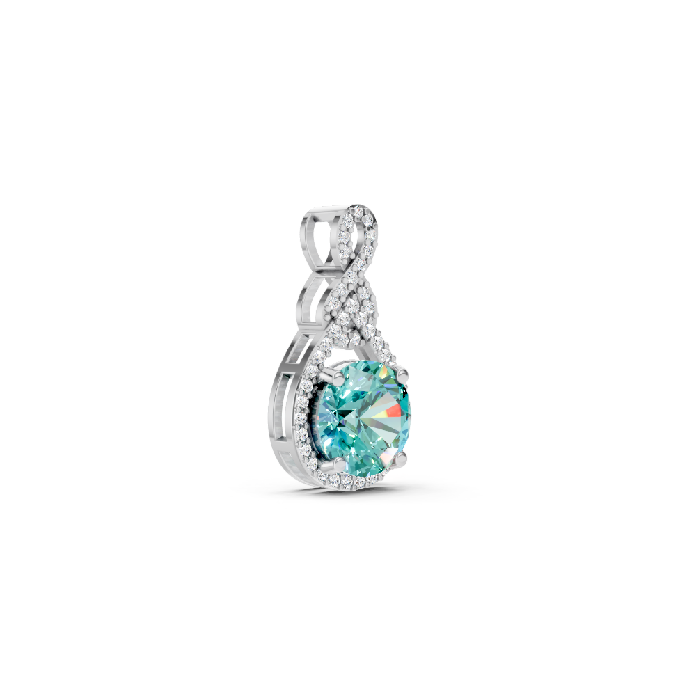 Paraiba Tourmaline Round Pendant with Diamond Infinity Bail