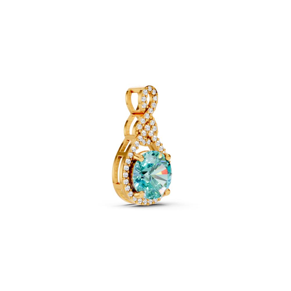 Paraiba Tourmaline Round Pendant with Diamond Infinity Bail