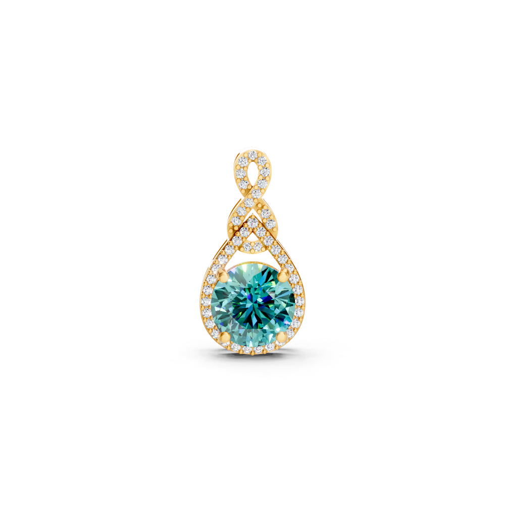Paraiba Tourmaline Round Pendant with Diamond Infinity Bail