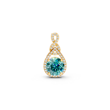 Paraiba Tourmaline Round Pendant with Diamond Infinity Bail