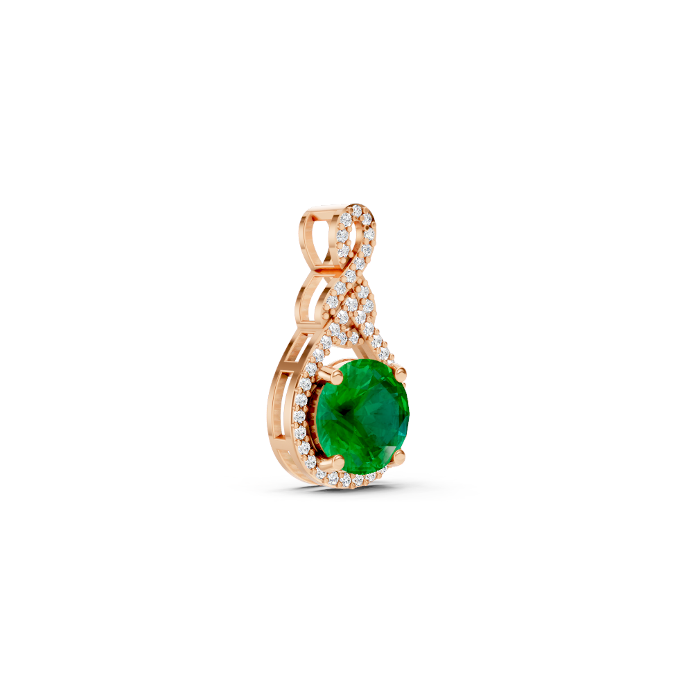 Colombian Emerald Round Pendant with Diamond Infinity Bail