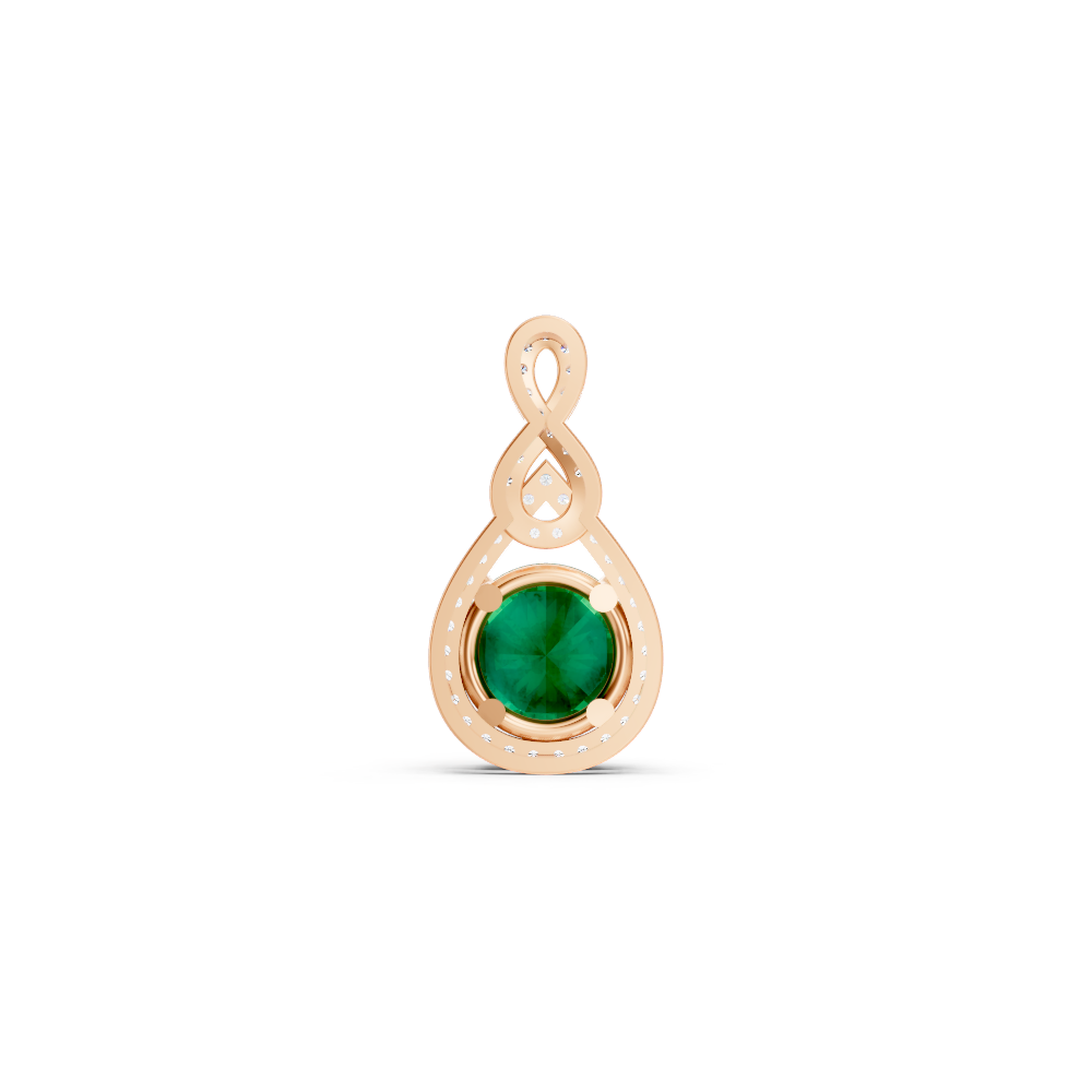 Colombian Emerald Round Pendant with Diamond Infinity Bail