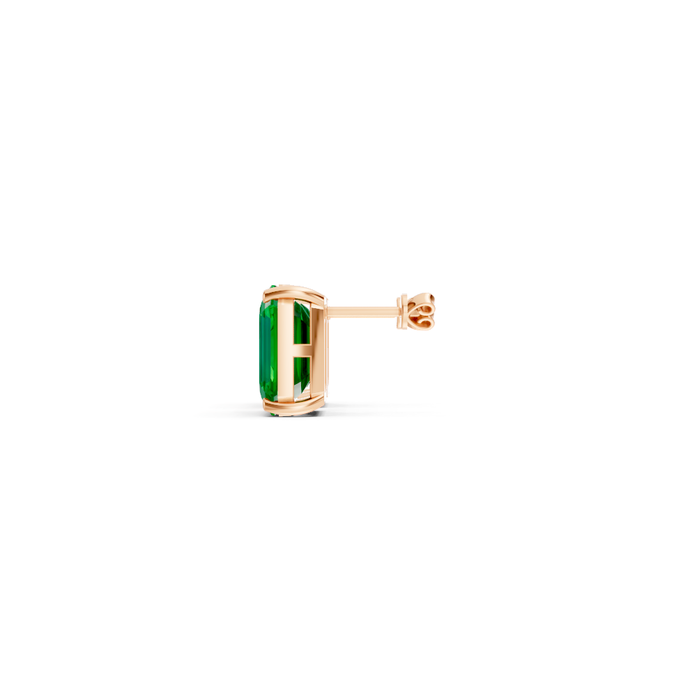 Colombian Emerald Diamond Asscher Cut Stud Earrings