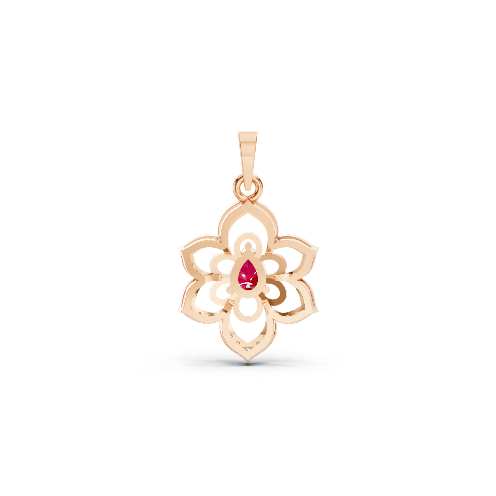 Ruby Pear Floral Diamond Pendant