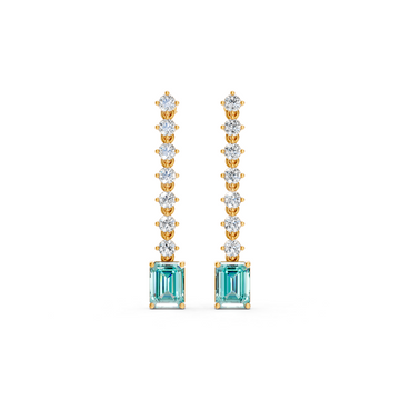 Paraiba Tourmaline Octagonal Drop Earrings with Diamond Tennis Chain