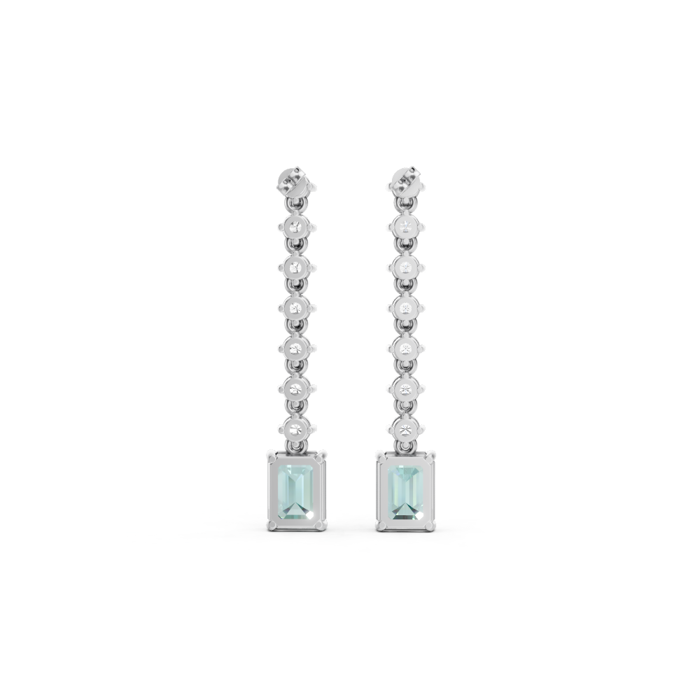 Paraiba Tourmaline Octagonal Drop Earrings with Diamond Tennis Chain