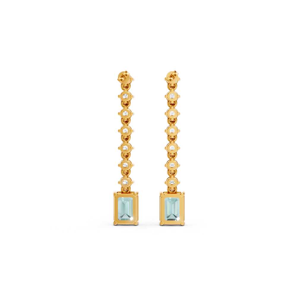 Paraiba Tourmaline Octagonal Drop Earrings with Diamond Tennis Chain