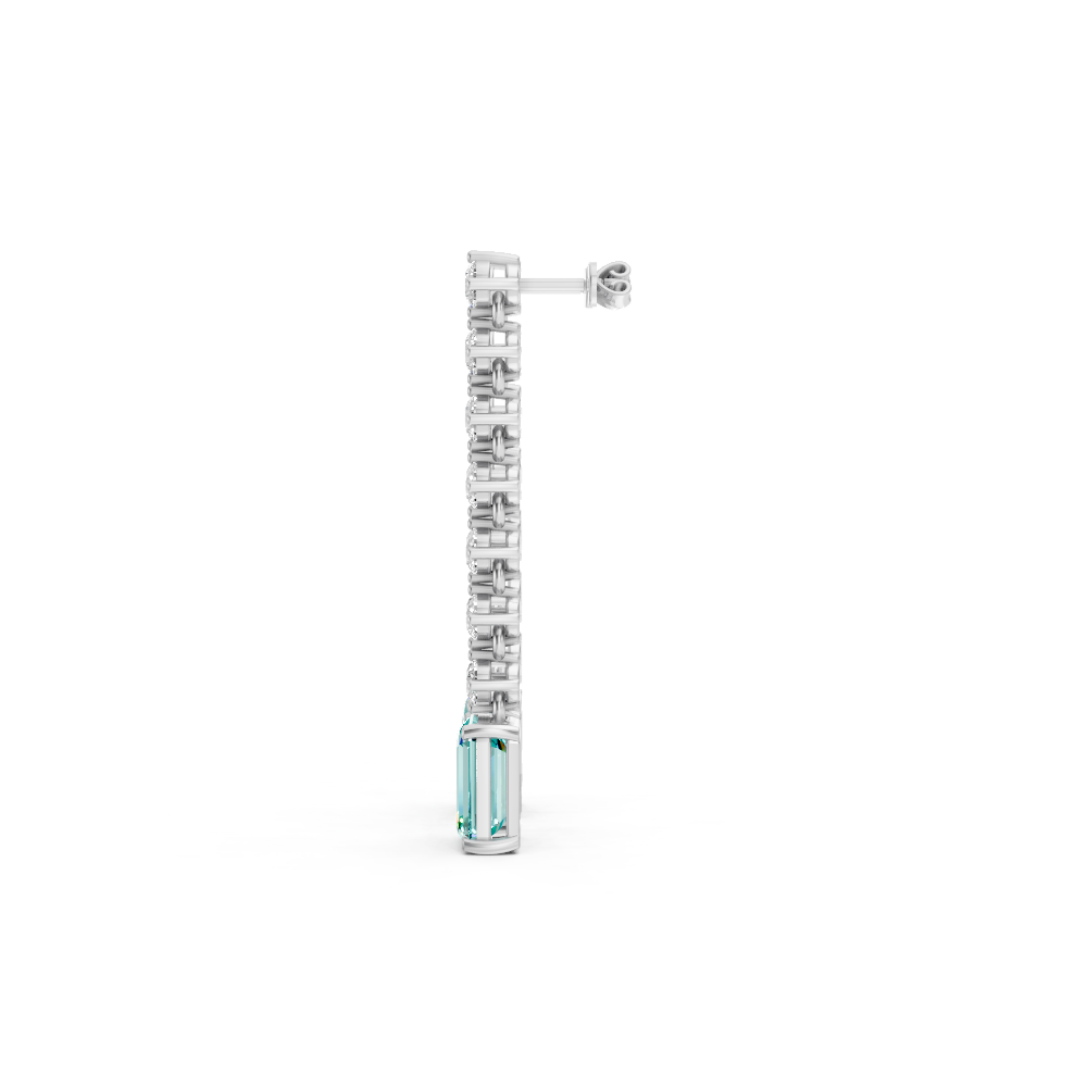 Paraiba Tourmaline Octagonal Drop Earrings with Diamond Tennis Chain