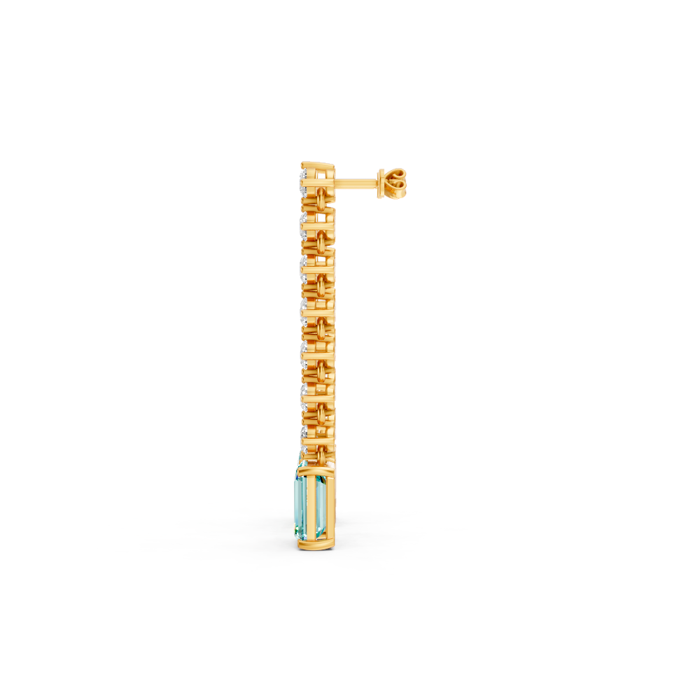 Paraiba Tourmaline Octagonal Drop Earrings with Diamond Tennis Chain