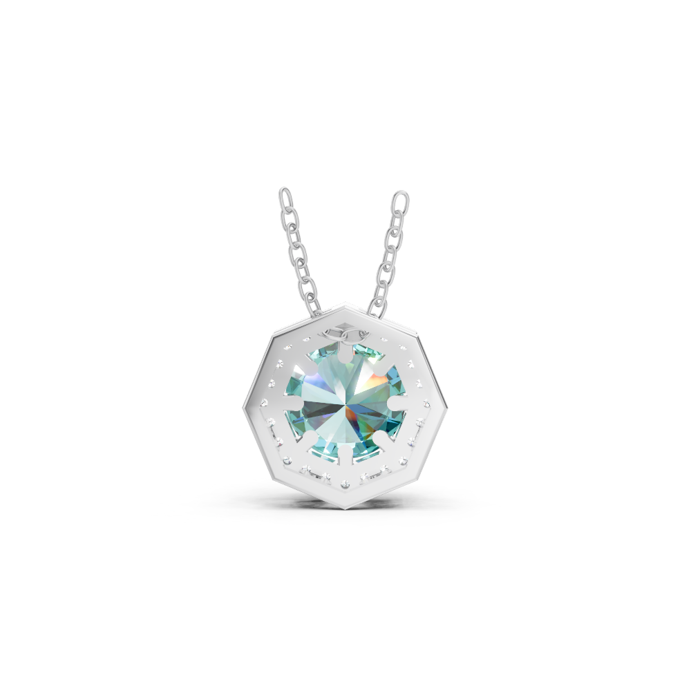 Paraiba Tourmaline Round Octagonal Halo Pendant
