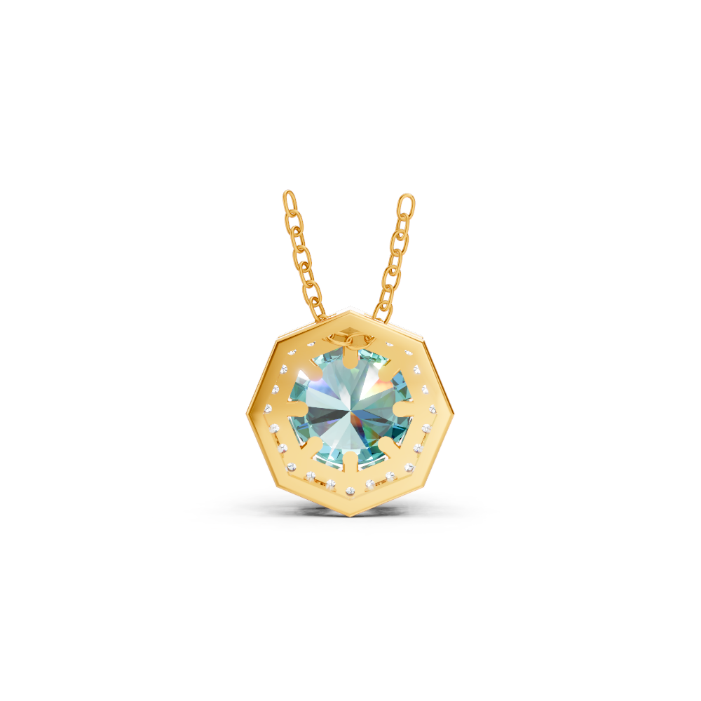 Paraiba Tourmaline Round Octagonal Halo Pendant