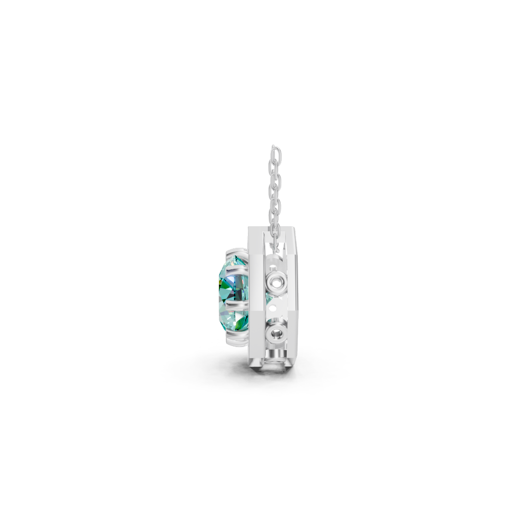 Paraiba Tourmaline Round Octagonal Halo Pendant