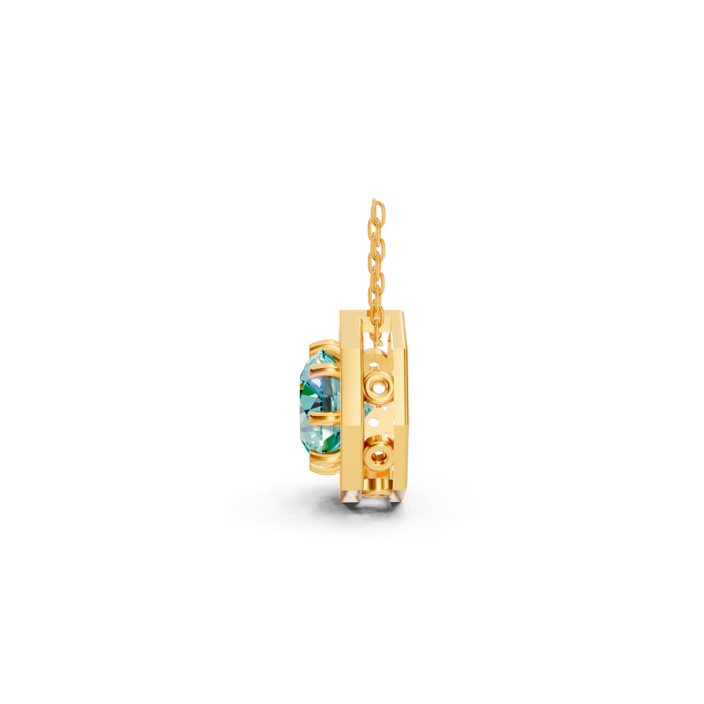 Paraiba Tourmaline Round Octagonal Halo Pendant
