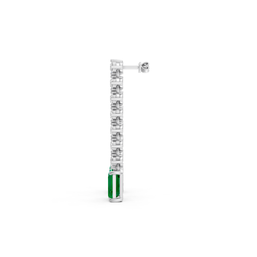 Colombian Emerald Octagon Drop Earrings with Diamond Tennis Chain