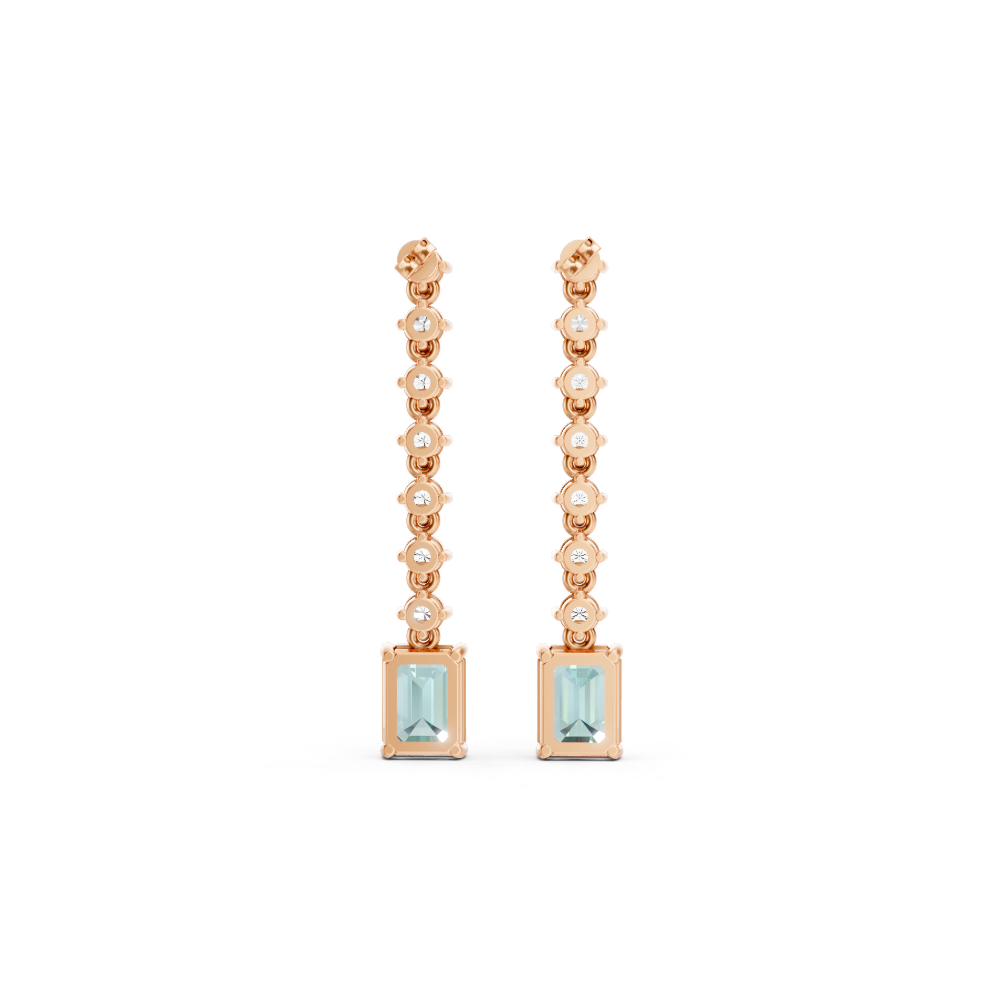 Paraiba Tourmaline Octagonal Drop Earrings with Diamond Tennis Chain